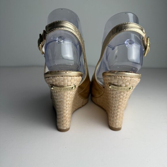 Lilly Pulitzer Wedge Kristin Slingback Gold Size 7.5 - Picture 11 of 11